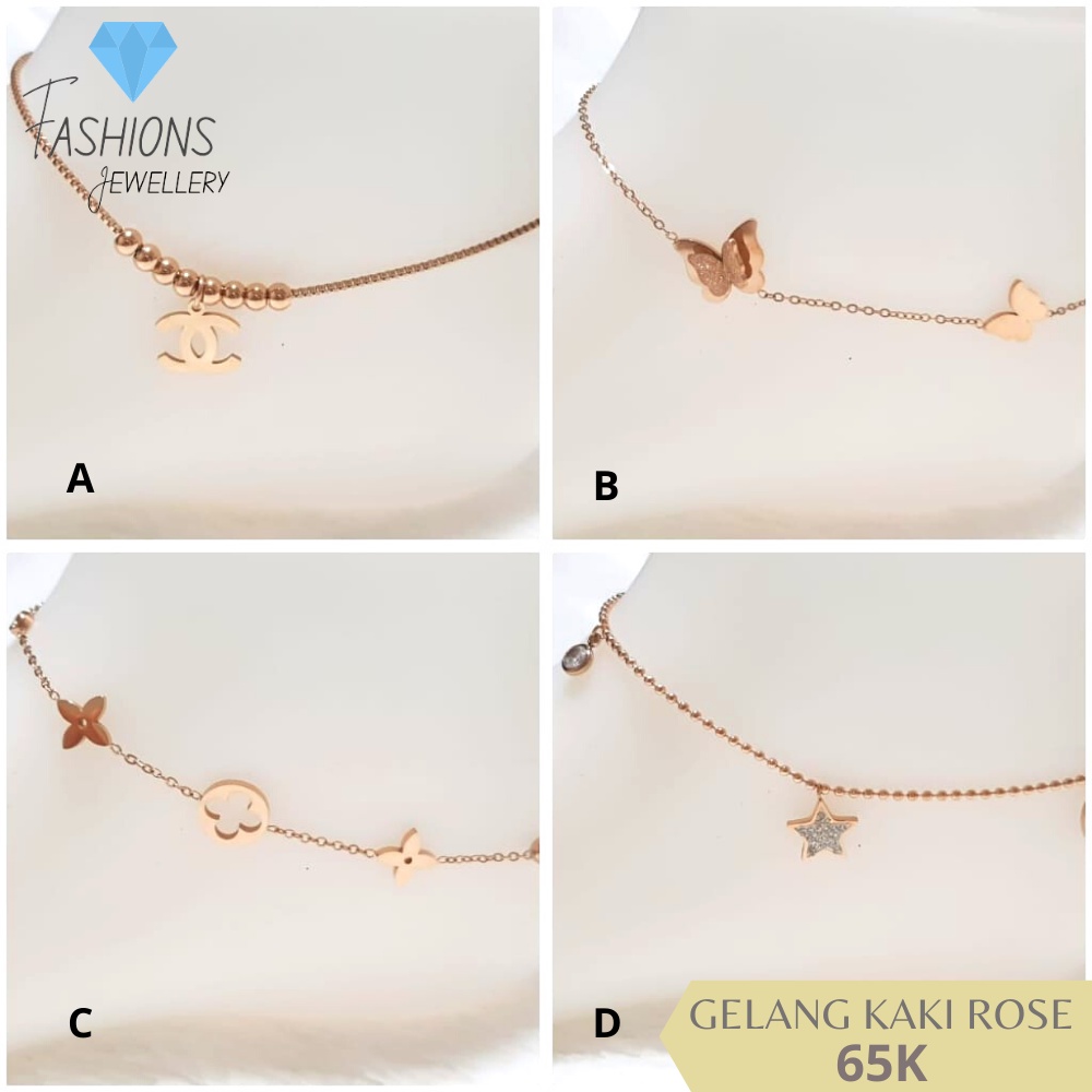 Gelang kaki titanium fashion rose gold