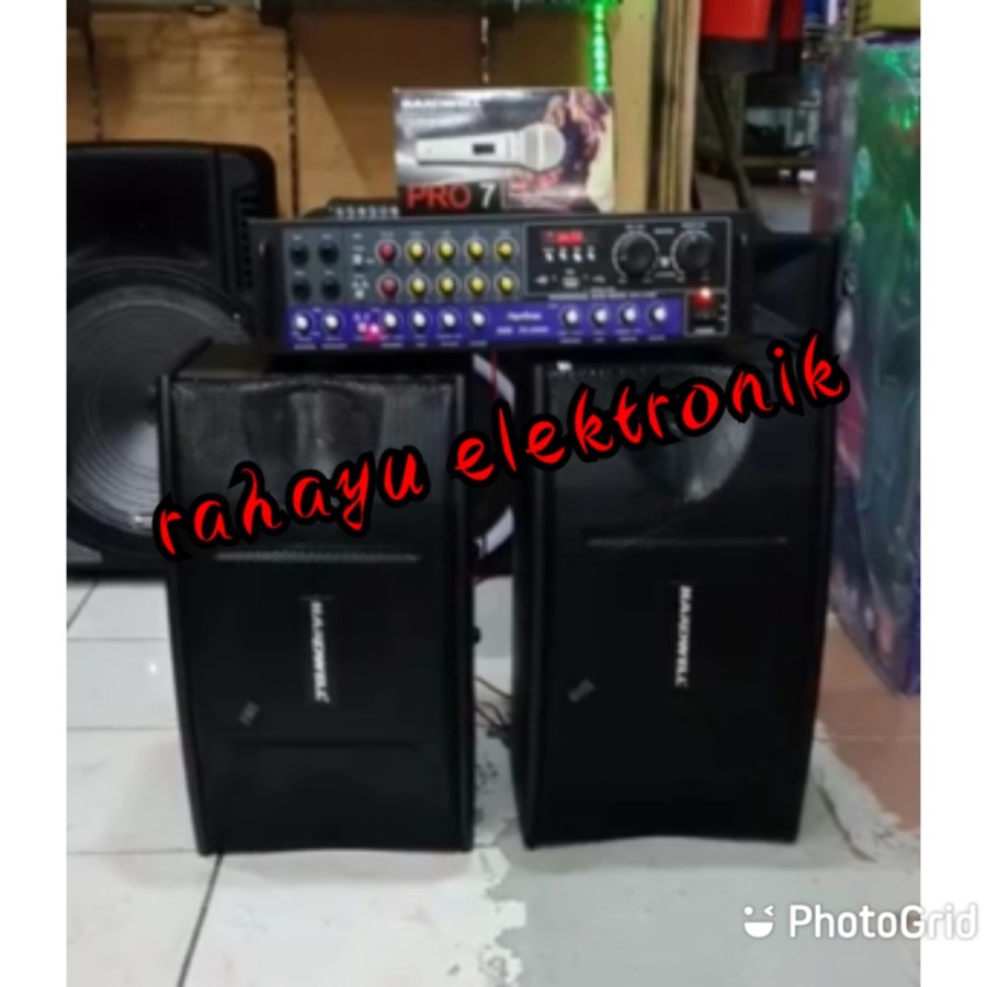 PAKET KARAOKE SPEAKER HARDWELL 8" ORIGINAL +MIC DAN AMPLIFIER BLUETOTH