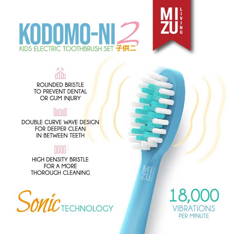 MIZU KODOMO-NI Kids Electric Toothbrush Sonic Vibration Sikat Gigi Anak Elektrik Battery