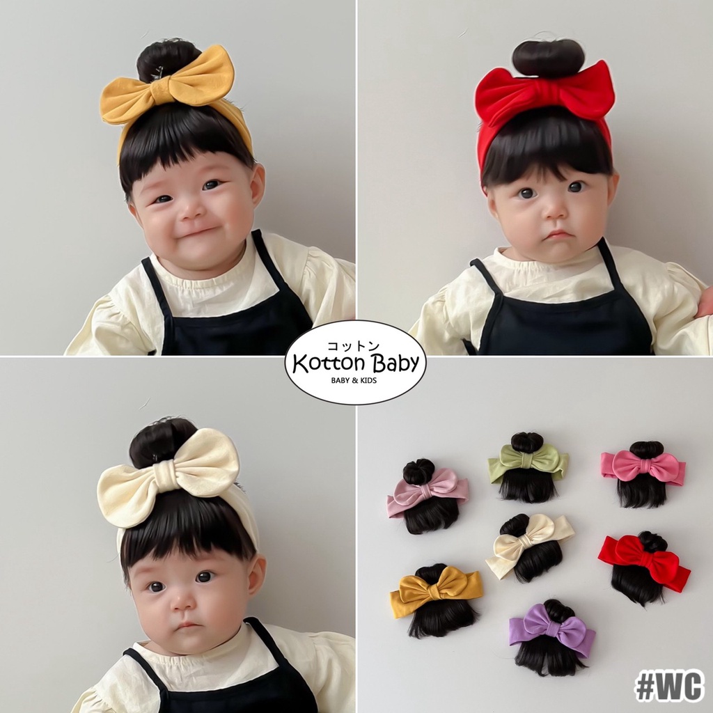 0-3 thn || Bandana Wig Korea Poni Rambut Palsu Topi Cepol Bayi Newborn Anak Catalog JNWG WC