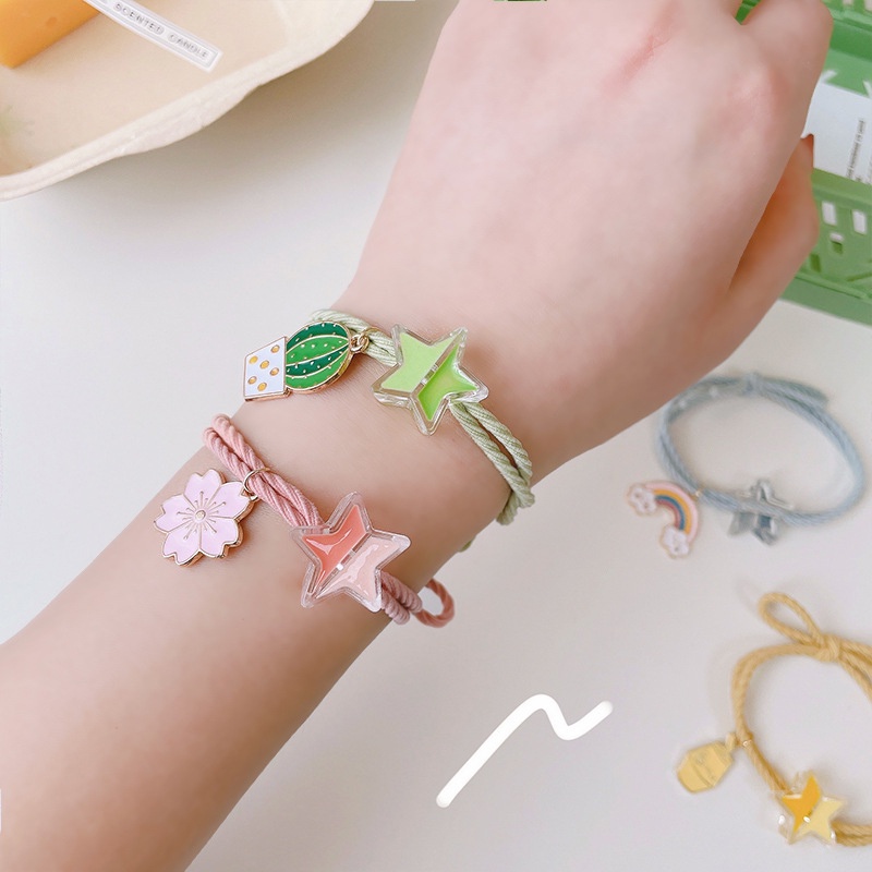 COD❤️1 Pcs Gelang Liontin wanita murah Bintang Korea Gelang Harapan Untuk Pacar Dan Sahabat mpor fashion