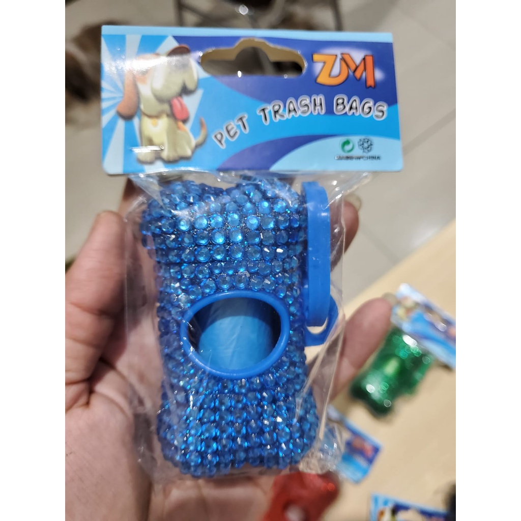 Poop Bag Dispenser Luxury Diamond / tempat kantong poop anjing kucing diamond bentuk tulang