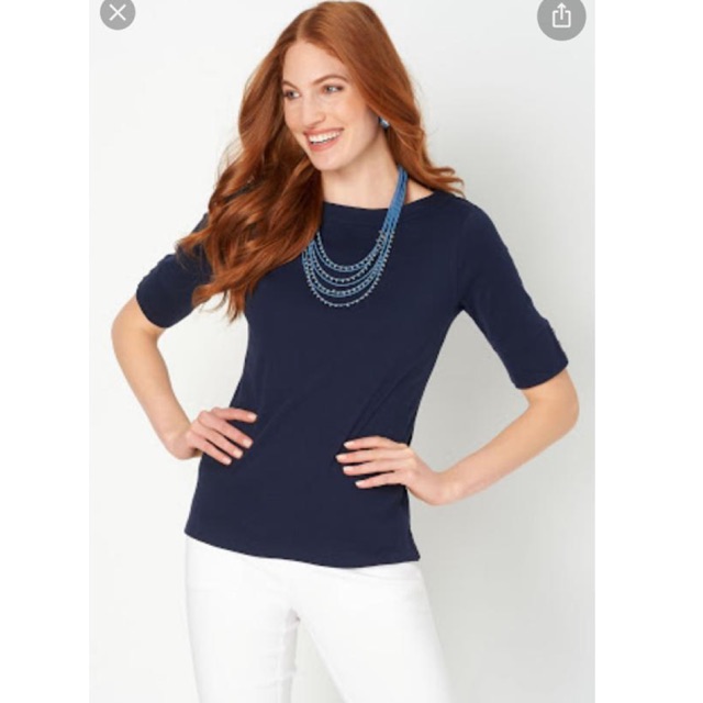 CJ Banks navy elbow top