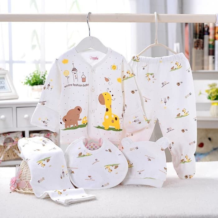 [Paket 5pcs] Perlengkapan Bayi Baru Lahir Baju Newborn Gift Set AQ3269-2