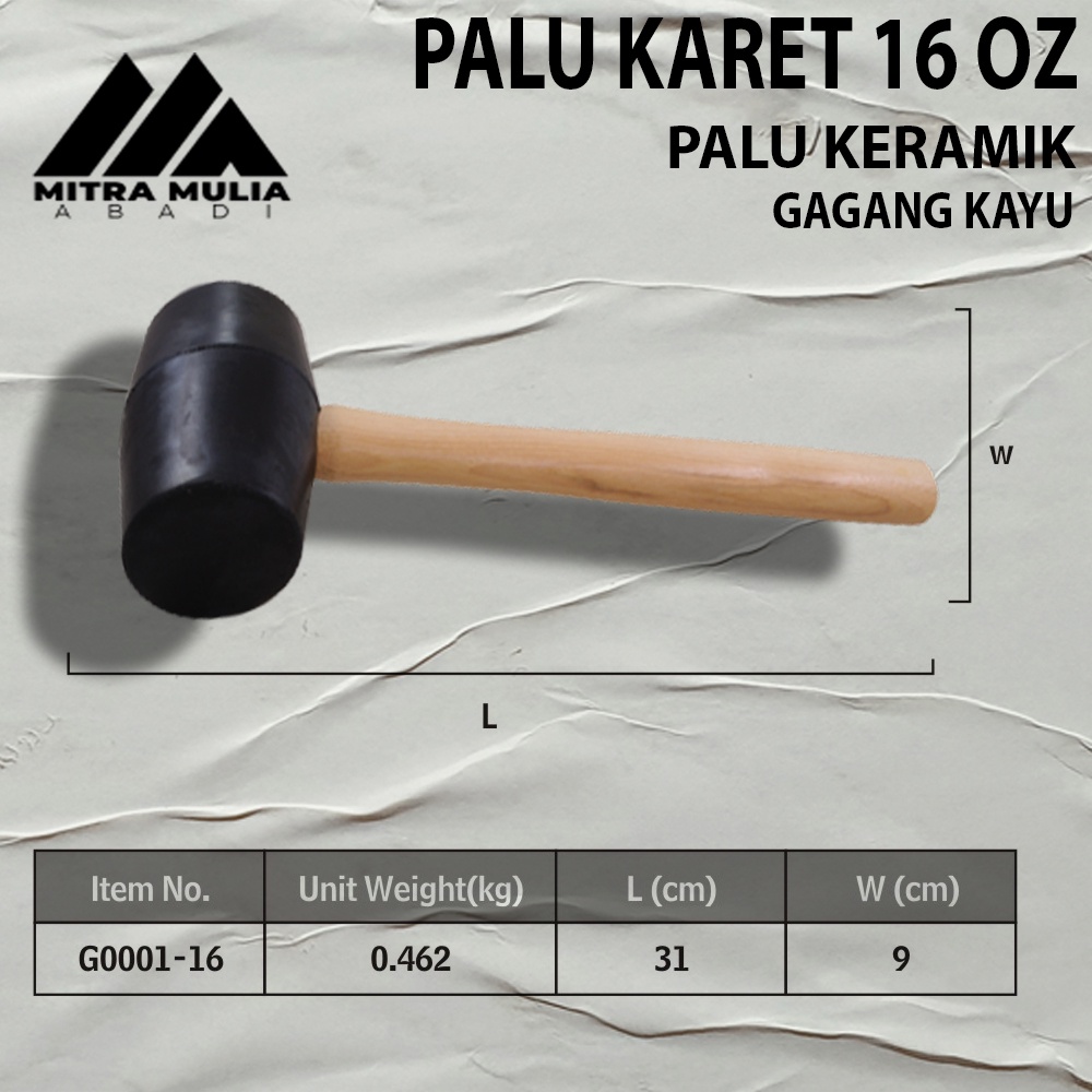 PALU KARET GAGANG KAYU 16 OZ GAGANG KAYU RUBBER HAMMER