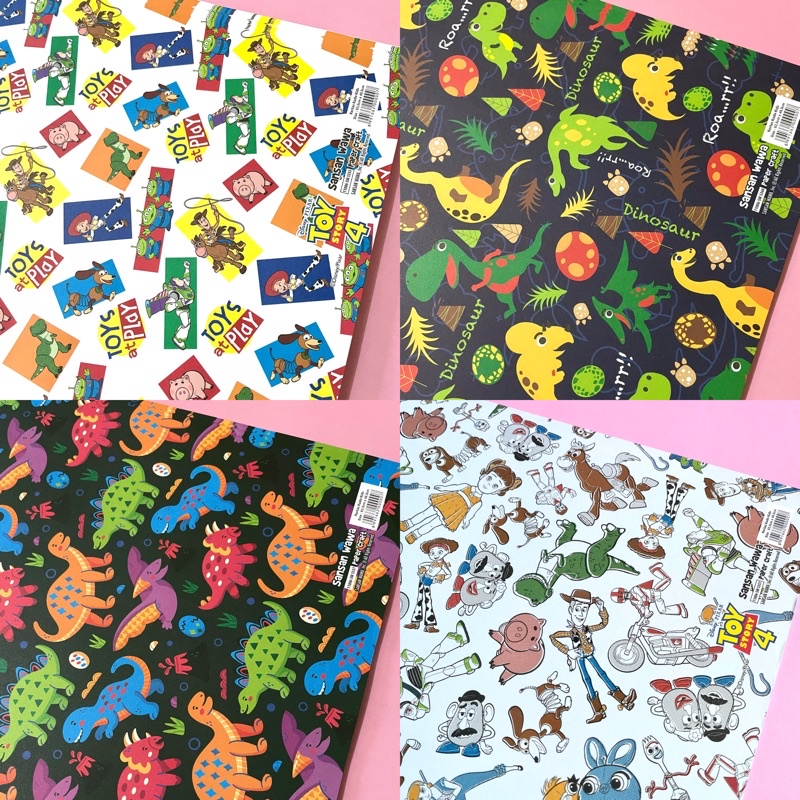 

[5pcs Mix Motif] Kertas Kado Sansan Wawa Motif Toy Story Dino Dinosaurus Animal
