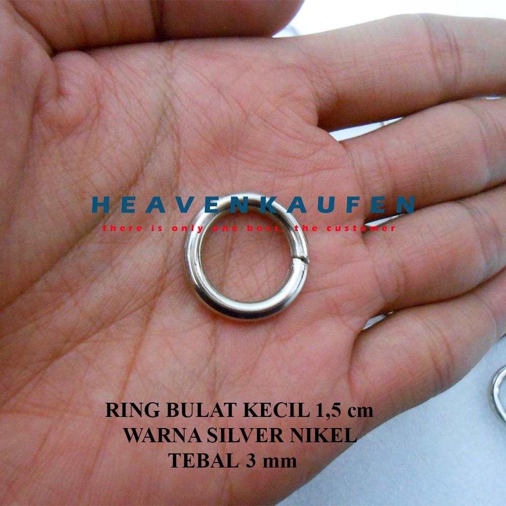 Ring Bulat / Ring O Kecil Diameter Lubang 1,5 cm Tebal 3 mm Silver Nikel