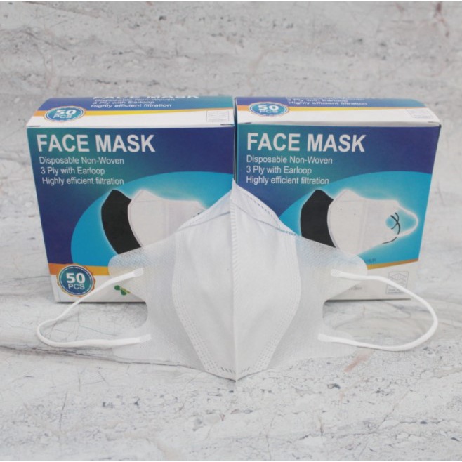 MASKER DUCKBILL GARIS 3 PLY 1 KOTAK ISI 50 PCS MASKER DUCKBILL FACEMASK WEMASK MASKER DUCKBILL PUTIH