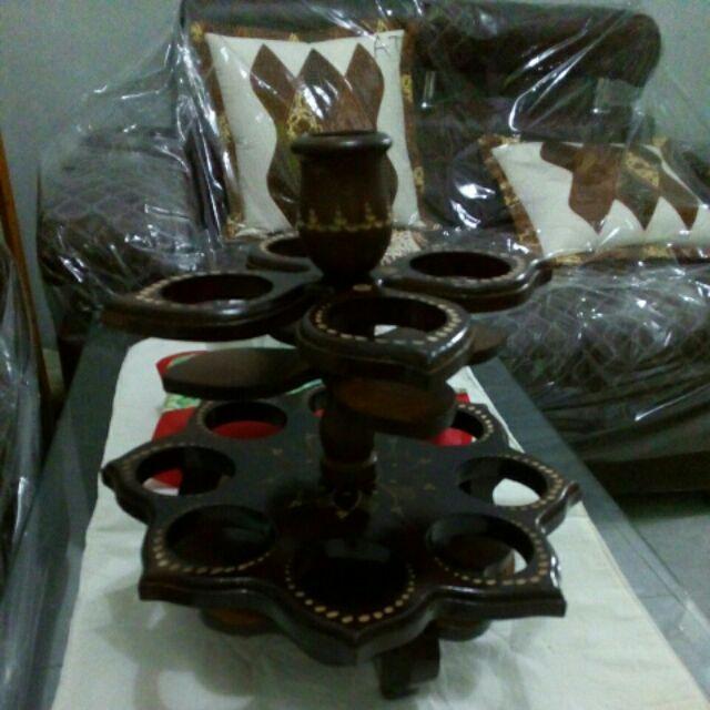 Tatakan / Tempat Aqua Gelas Gelas/air Mineral Kayu 12 Lubang - Teratai