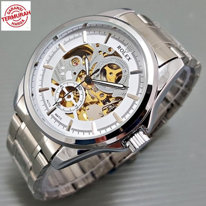 Jam Tangan Rolex Automatic Rolex Rantai BIG Automatic Silver Putih