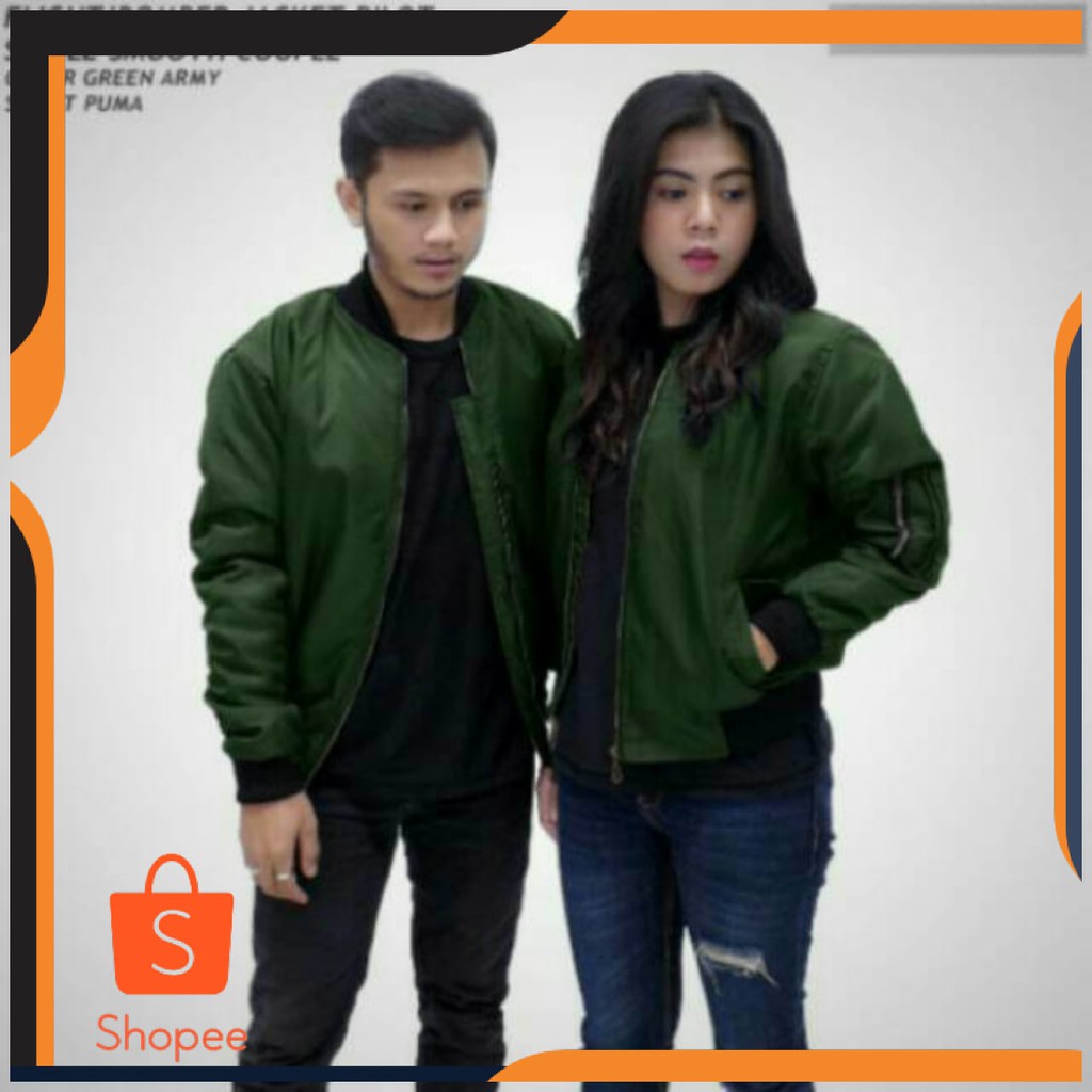 BEST SELLER - Jaket Couple Bomber Hijau Army