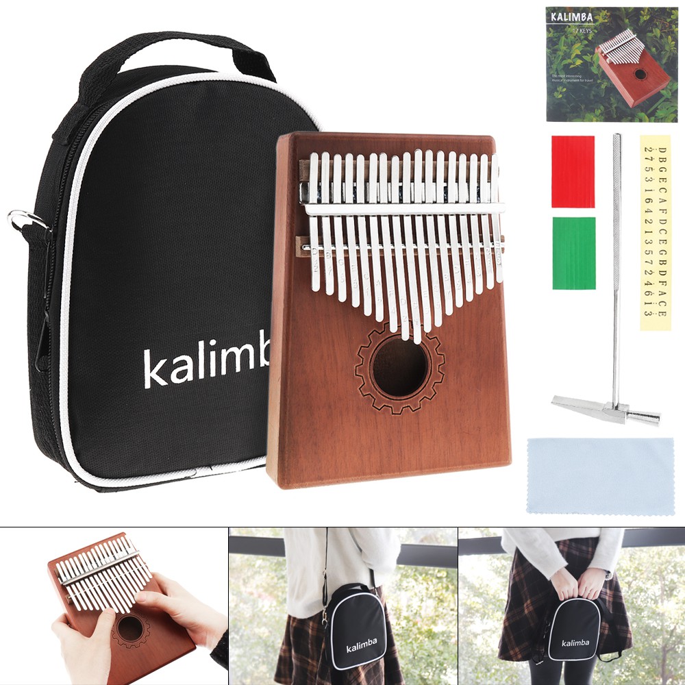 17 Key Kalimba Single Board Mahogany Thumb Piano Set Mbira Mini Keyboard