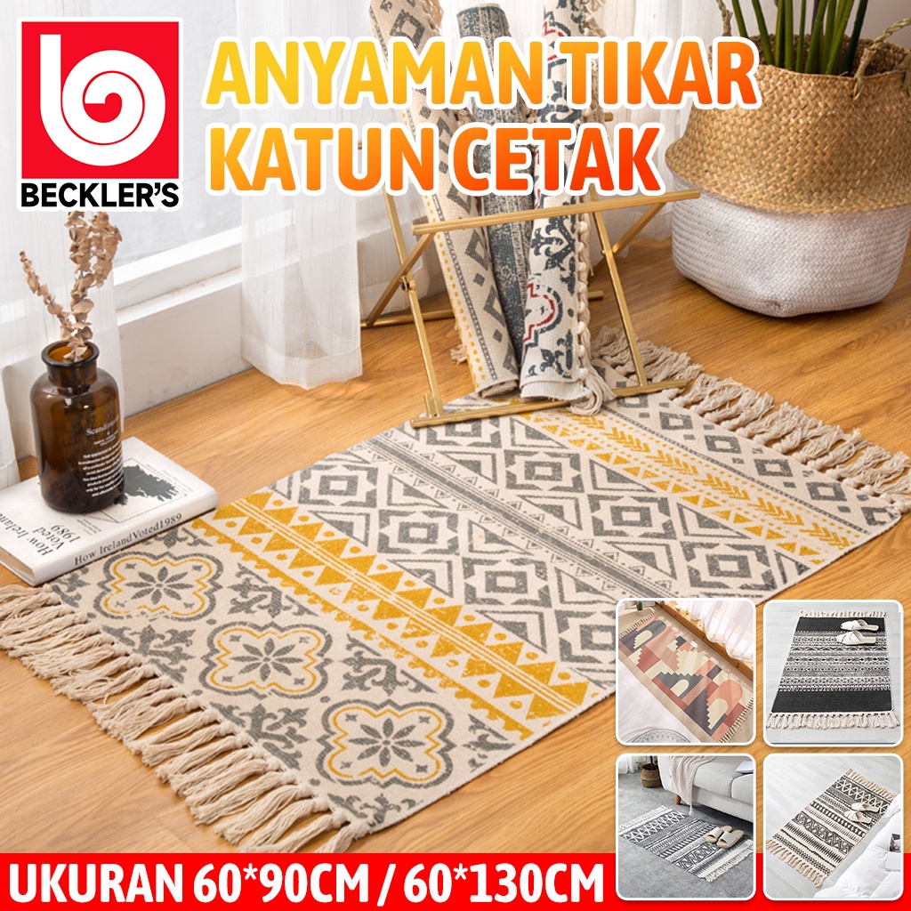 Karpet Bohemian  2 Ukuran/ Keset Karpet Tenun Linen Bohemian Rug Mat