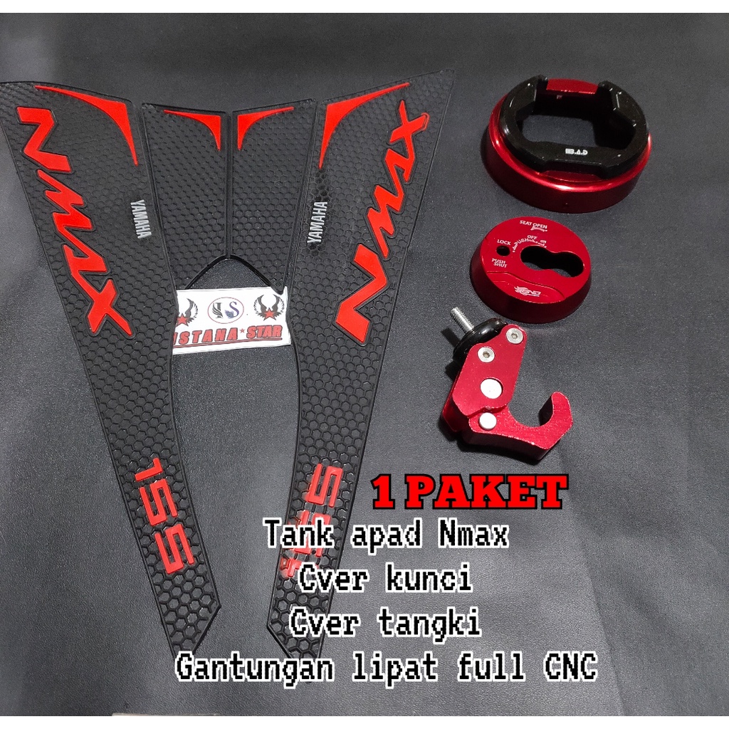 TANKPAD NMAX LAMA / DECKPAD NMAX / TANGPAD NMAX -1 SET COVER KUNCI+COVER TANGKI+TANKPAD+GANTUNGAN CNC