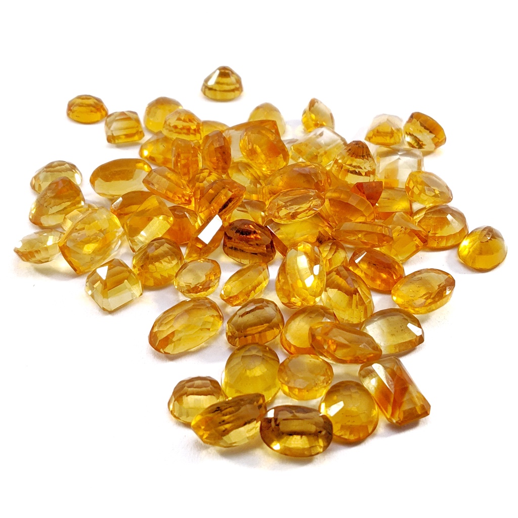 Natural Batu Permata Yellow Citrine Cutting Opal &amp; Octagon Top Luster