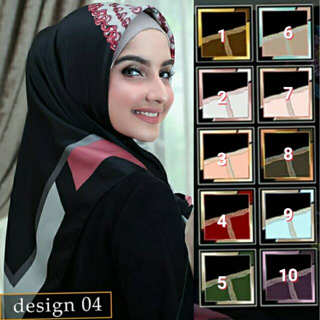 JILBAB ADEEVA SCARF / HIJAB BLACK SQUARE / SEGIEMPAT MOTIF / SEGI EMPAT HITAM / KERUDUNG SEGI 4