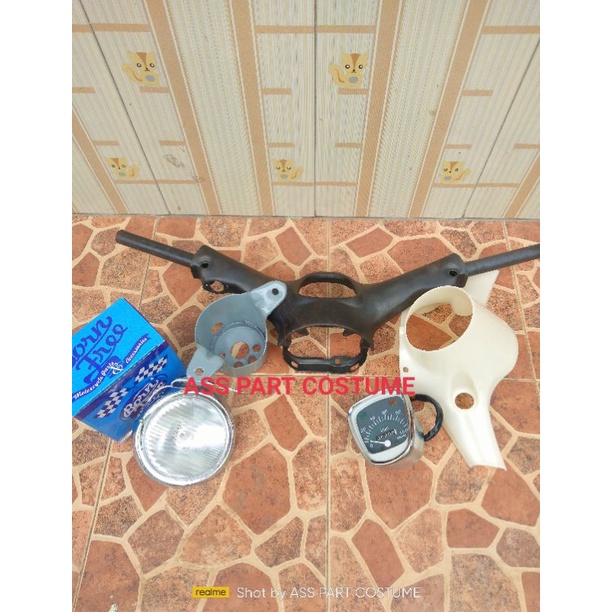 stang atas C70 set batok bawah impor presisi mirip orinya-spedometer-lampu depan-pangkon stang C70 s