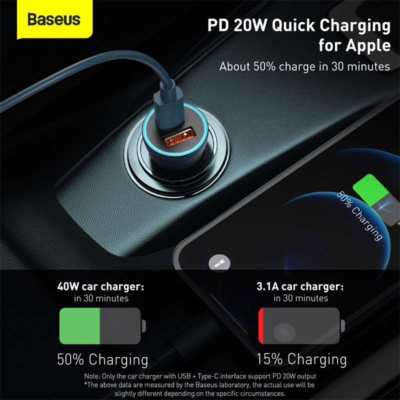 Baseus Car Charger Mobil Golden Contactor Pro 40W 3A USB Type C Fast Charging Saver Original Casan XiaoMi Iphone Samsung Oppo Vivo