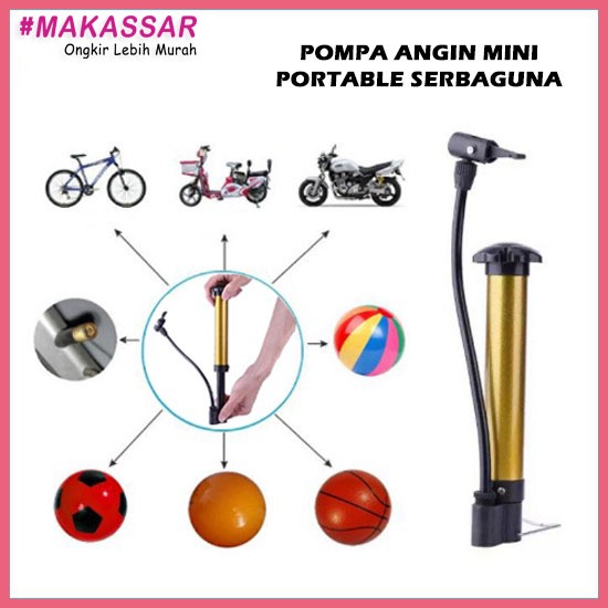 Pompa Angin Ban Sepeda Portable Mini Bola Balon Kasur Air Pump Serbaguna Injak Tangan