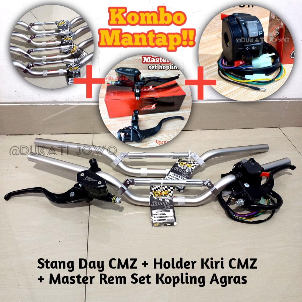 Paket Stang Stir Day CMZ Set Holder Kiri Plus Handle Master Rem Set Kopling Copy RCB Universal CB GL Megapro Tiger Rx KIng