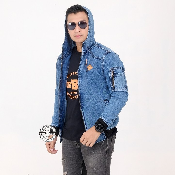 PALING KEREN !! JAKET JEANS HOODIE SANWASH / JAKET JEANS DENIM PRIA ORIGINAL