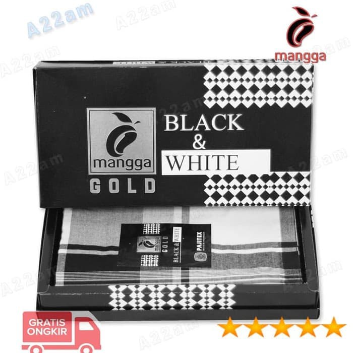 M11-14 Sarung Dewasa Original Black-White MANGGA Motif Kotak-Kotak