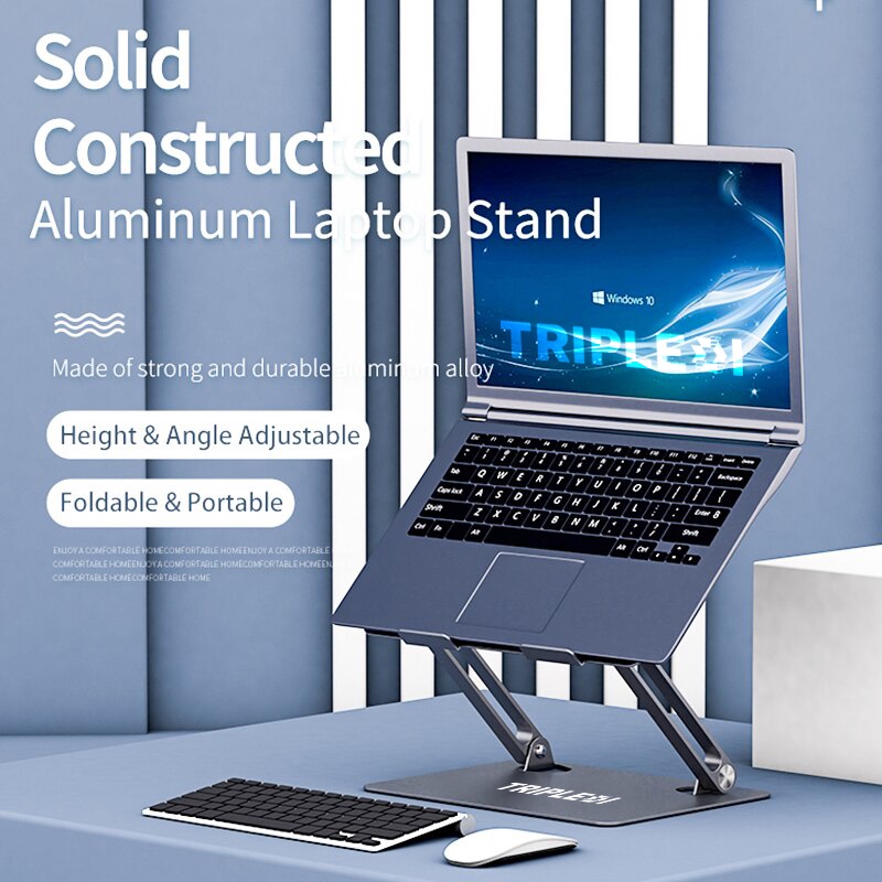 Stand Laptop Macbook Holder Aluminium Lipat TRIPLEDI TD303 Dudukan Notebook Portable Standing Desktop Foldable Penyanggah POS Bracket Meja Kasir