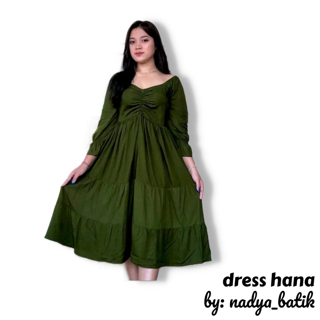 COD MIDI DRESS SUSUN SERUT DADA LENGAN PANJANG TERBARU KEKINIAN BAHAN RAYON TEBAL