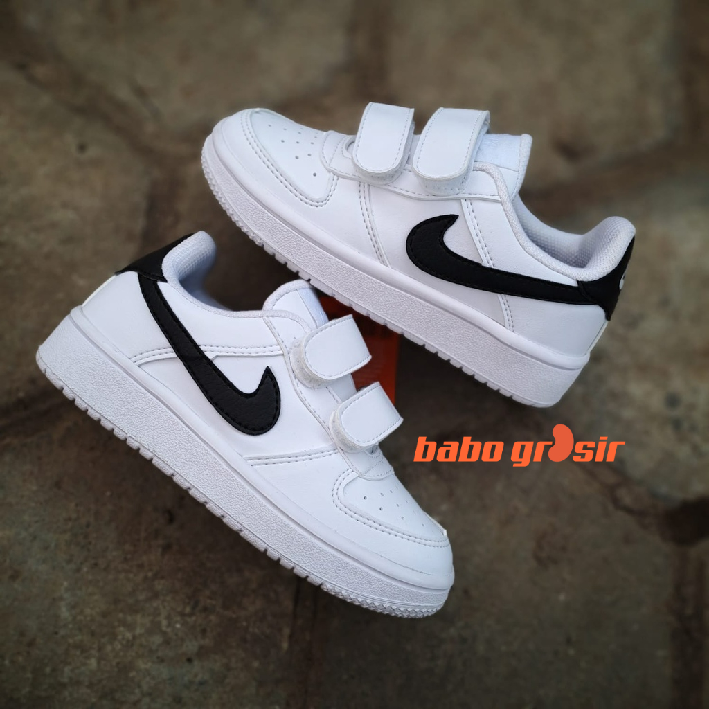 PROMO Sepatu Anak Nike Air Force 1 Kids Black White | Sneakers Anak Laki - Laki dan Perempuan TOP Premium Quality, with Box