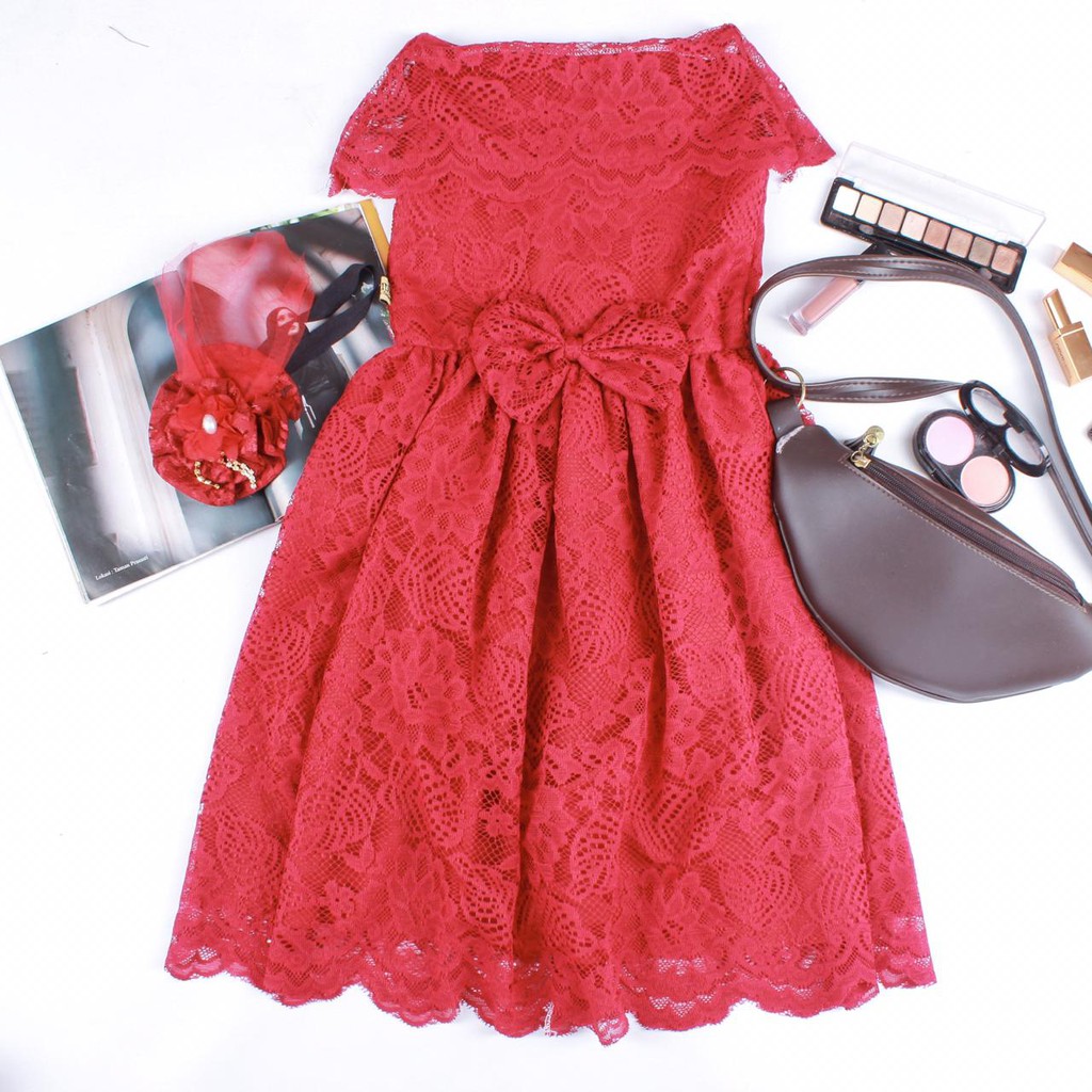 DRESS ANAK MODEL ARSY WARNA MAROON/DRESS BROKAT ANAK-ANAK /DRESS NEWBORN/ DRESS PHOTOSHOOT NEWBORN/B