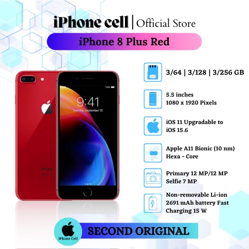 apple iphone 8 plus 8plus 256gb   64gb red   merah second bekas original 100  mulus normal like new 