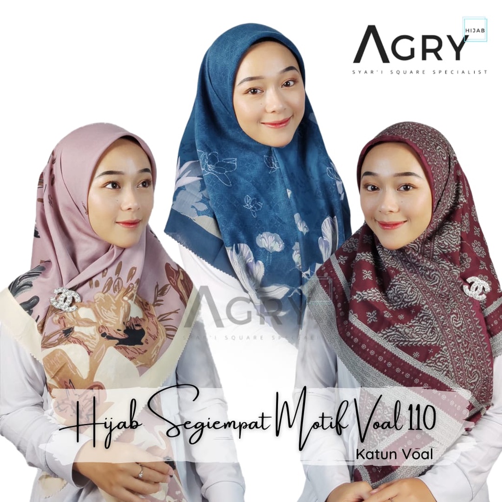 ᴀɢʀʏ Hijab Segiempat Motif Voal 110