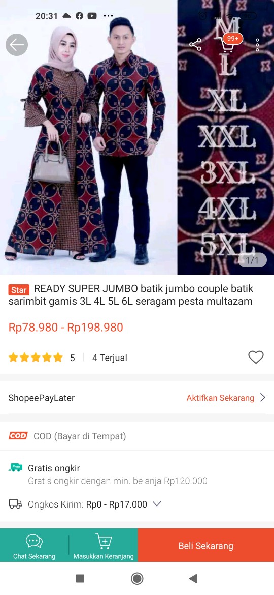 Ready Super Jumbo Batik Jumbo Couple Batik Sarimbit Gamis 3l 4l 5l 6l Seragam Pesta Multazam