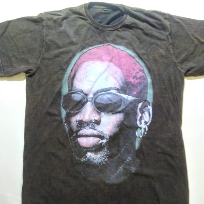 Dennis Rodman OVERSIZED Vintage Wash Rap Tee, Kaos Vintage Wash Rare Denis Rodman Oversized