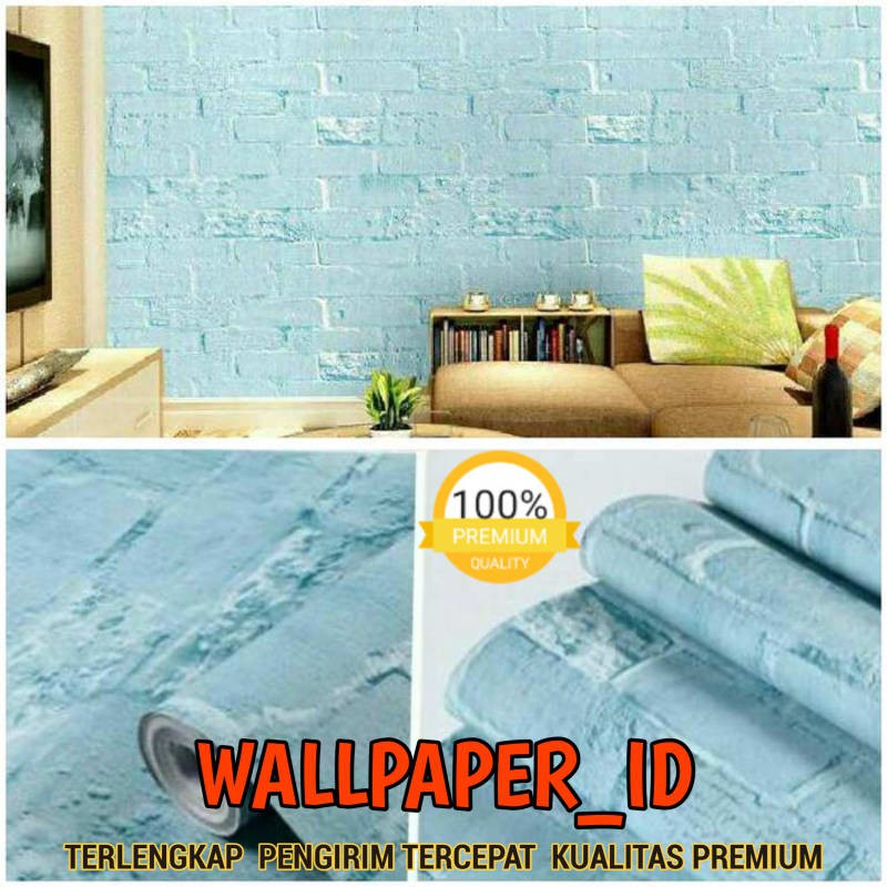 Wallpaper Sticker Dinding Batu Bata Biru 3D PREMIUM