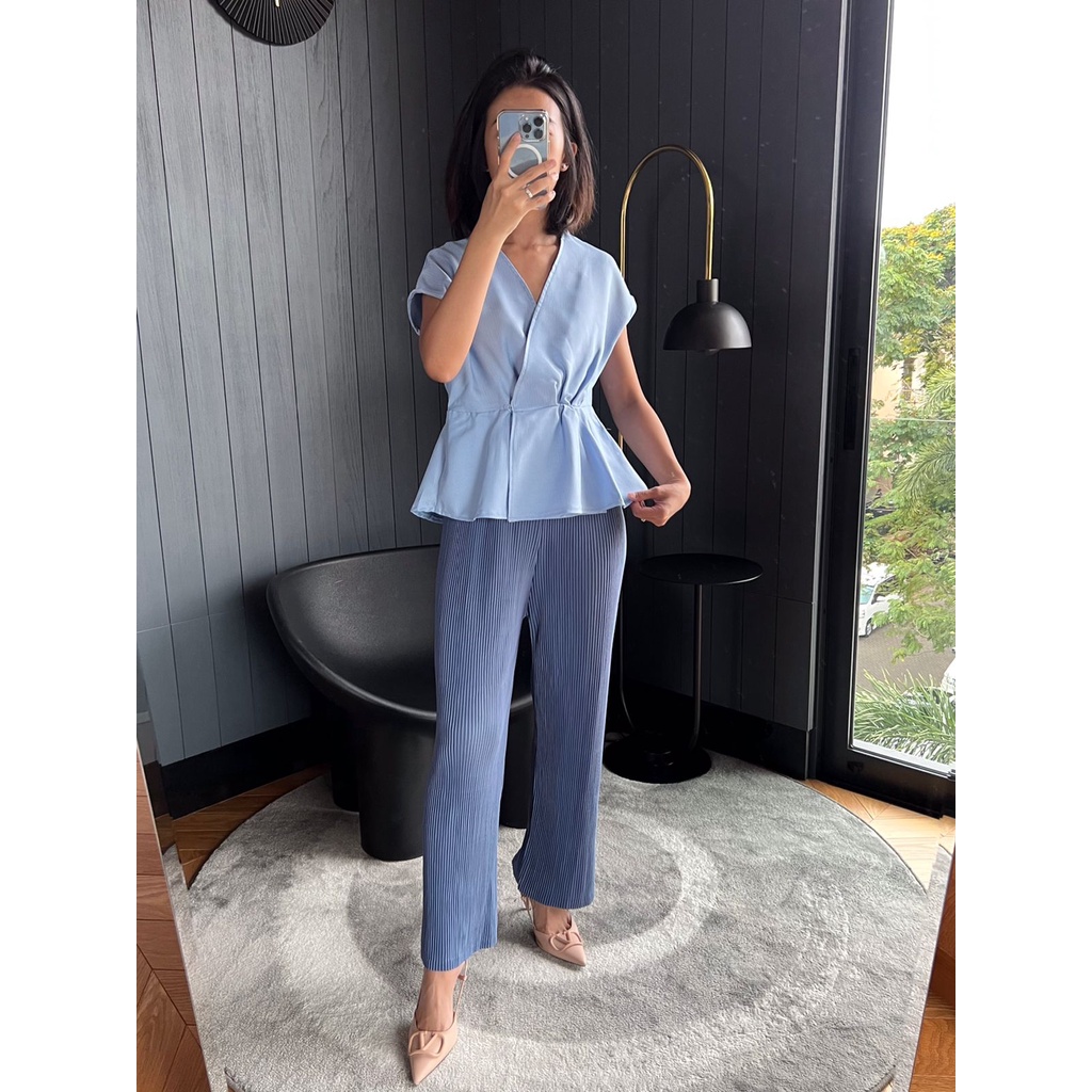 SET Herringbone top &amp; Kulot Lidi / set wanita / setelan wanita / set atasan bawahan wanita / kemeja wanita / atasan wanita / kulot lidi / celana kulot lidi / setelan kerja / set kerja