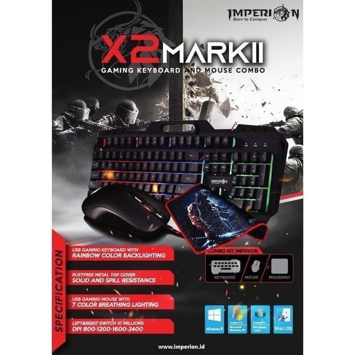 IMPERION X2 MARKII PAKETAN KEYBOARD MOUSE GAMING COMBO BUNDLE