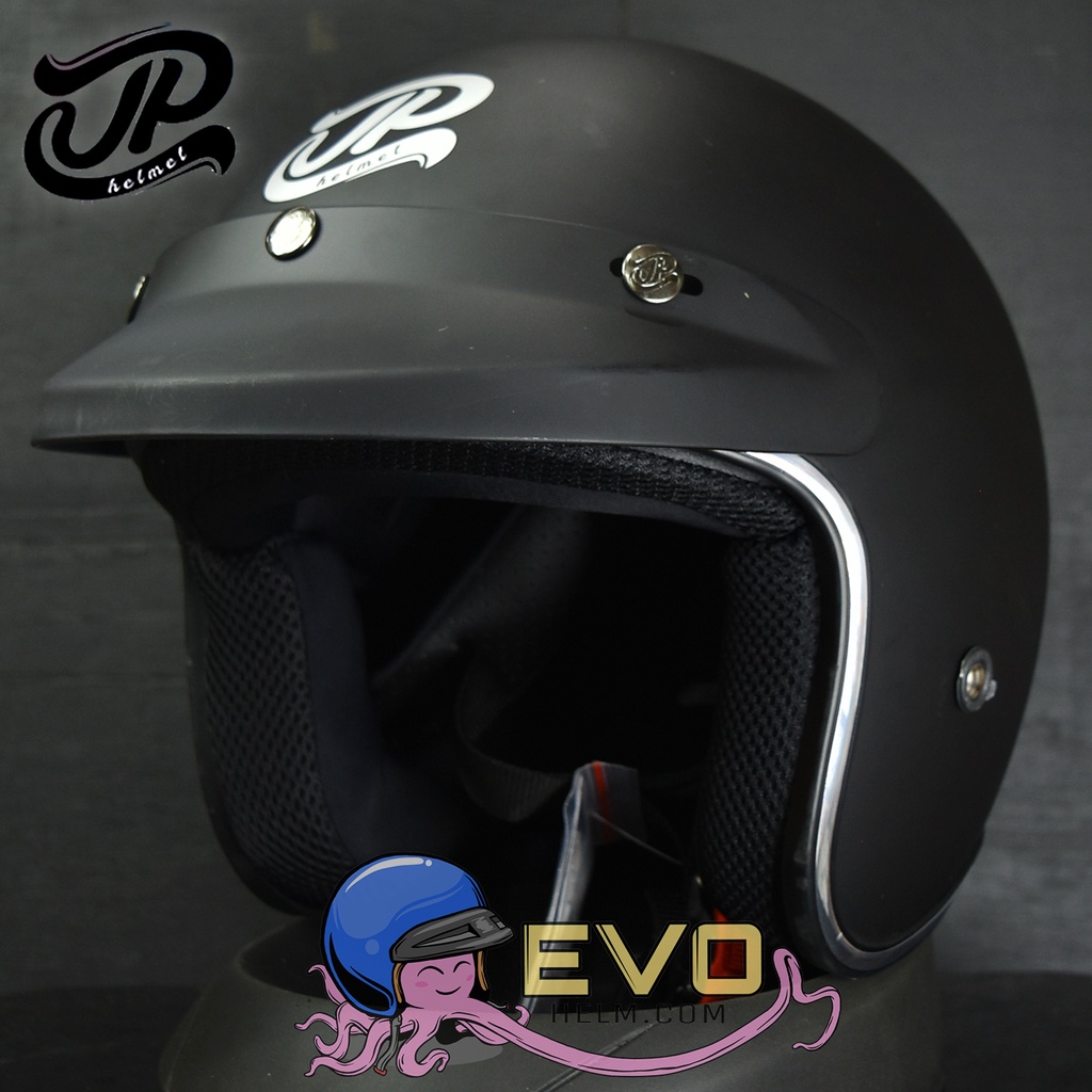 HELM BOGO JPX_JP NEW BIGIE_SOLID - BLACK DOFF + KACA