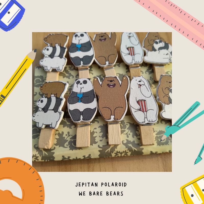 Jepitan foto WE Bare Bears tiga beruang WBB foto polaroid dekor kamar ala korea