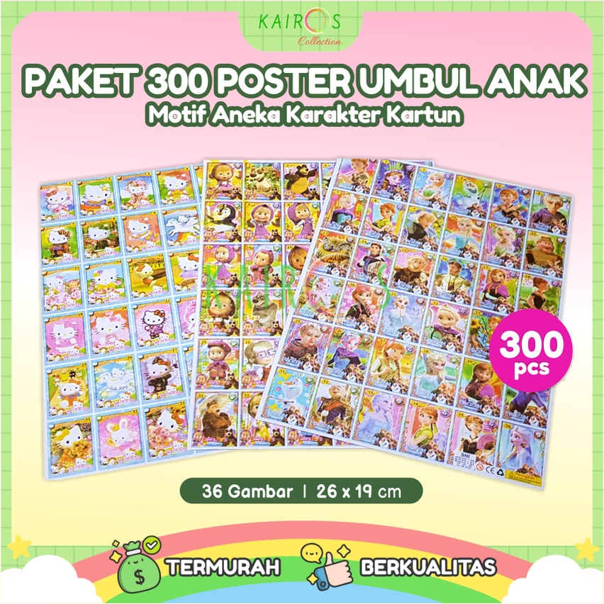 Paket 300 Pcs Mainan Anak Gambaran Umbul Poster Umbul