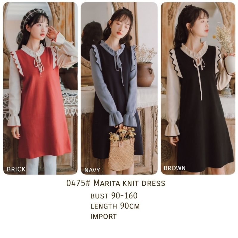 MDLV ~ 0475 MARITA KNIT DRESS KOREA TERBARU DRESS RAJUT PREMIUM FASHION IMPORT