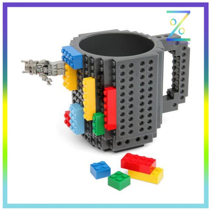 VKTECH Gelas Mug Lego Build-on Brick - 936SN - Blue