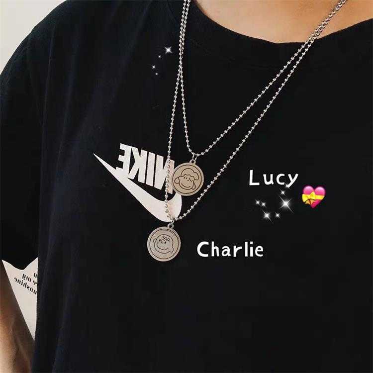 19107Toddler Snoopy Cute Necklace，Charlie Lucy Round Bracelet Necklace