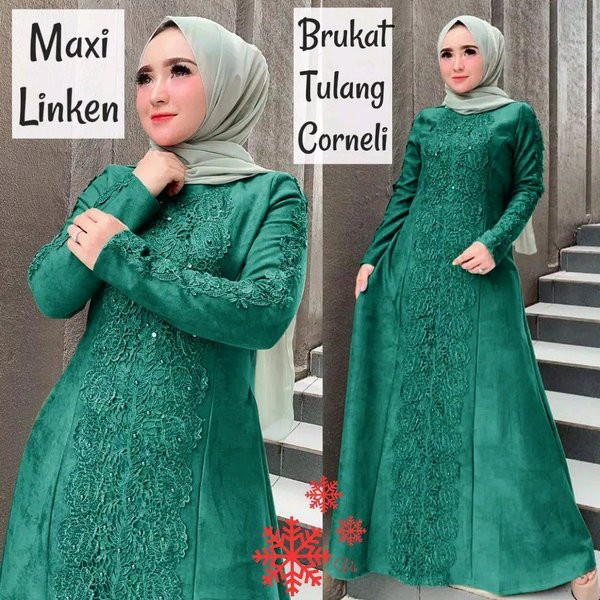 LARIS -   Gamis Syari Wanita Dewasa Terbaru Gaun Pesta Wanita Kombinasi Brukat Polos Terbaik Baju