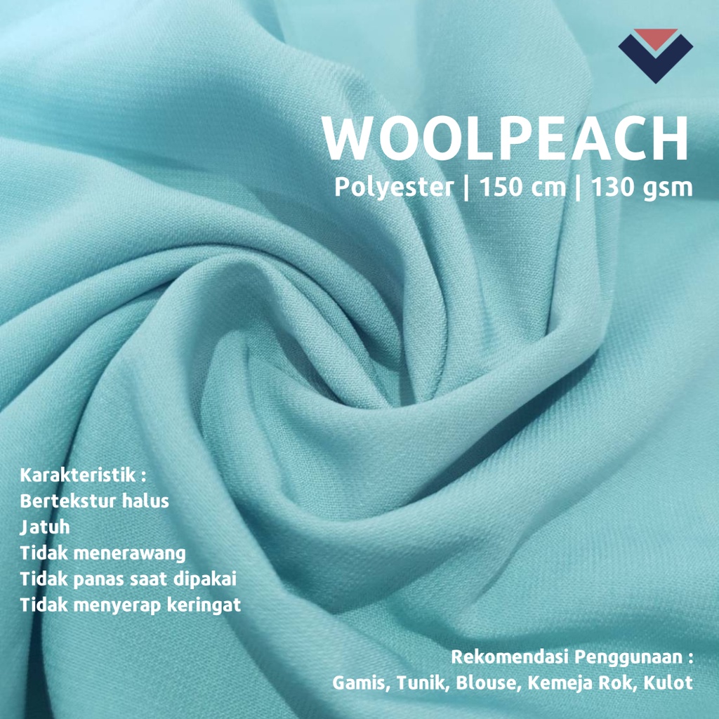 [PER 0,5 M] Kain Bahan Woolpeach Lebar 150 cm Wolfis Wolfish Wolvis Premium Polos Polosan ECER 1/2 METER METERAN 50 CM CENTIMETER