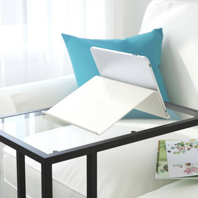ISBERGET Stand tablet ipad, putih, biru