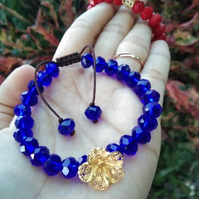 Gelang kristal+ Emas Kadar 700. ±1,5gram