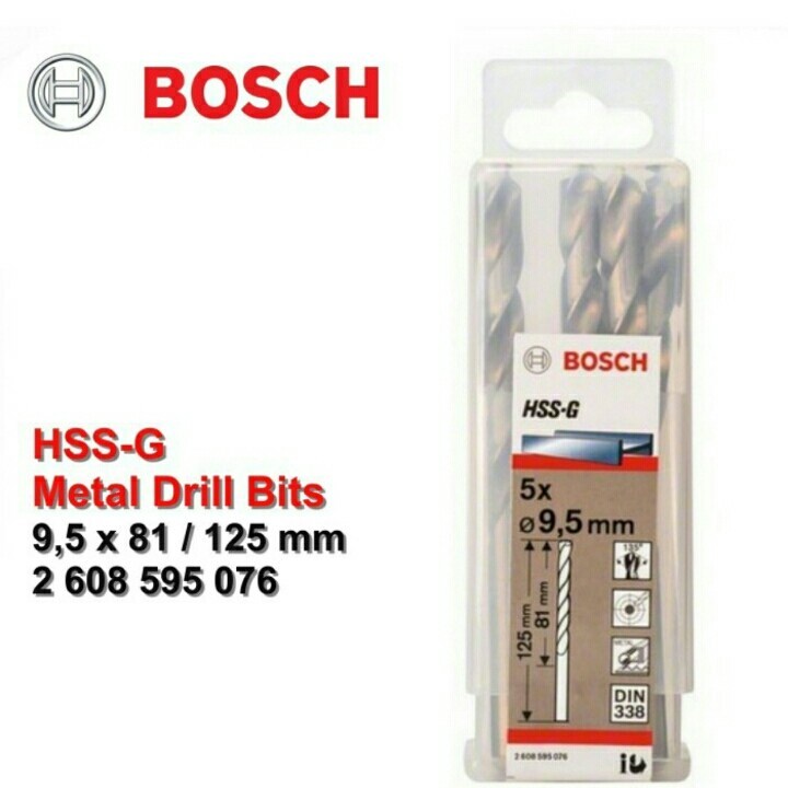 BOSCH Mata Bor HSS-G Metal Drill Bit 9.5 MM X 5 PCS