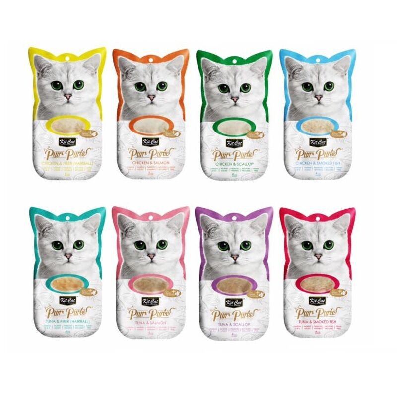 Kit Cat Pur Puree 4 x 15GR Cat Liquid Creamy Snack Jajanan Kucing Tuna Chicken Salmon