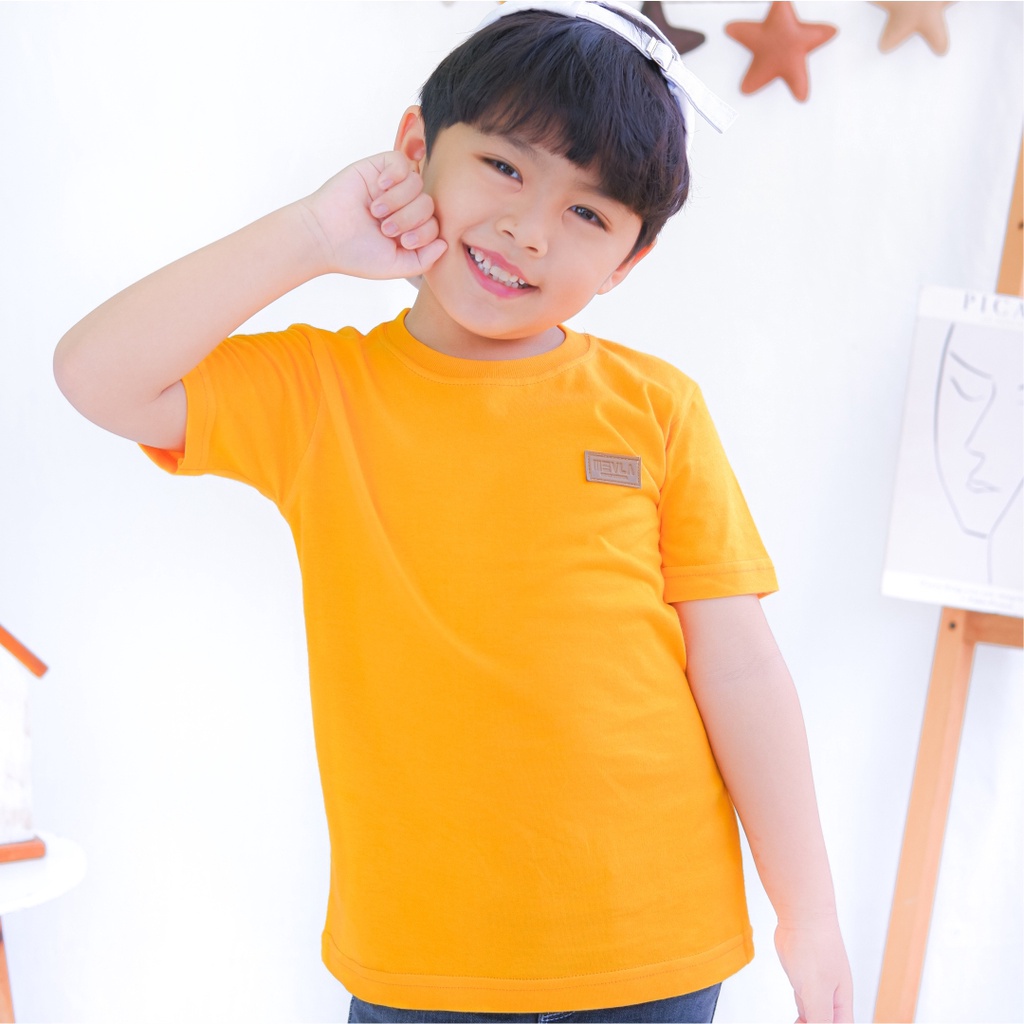 Kaos Polos Anak Laki Laki Perempuan Branded Premium Original | Mevla Kids - Kenzi Mustard